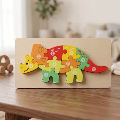 Toddler Wooden Number Puzzles: Animals & Vehicles — Dynop