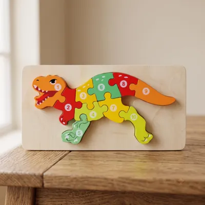 Toddler Wooden Number Puzzles: Animals & Vehicles — Dynok