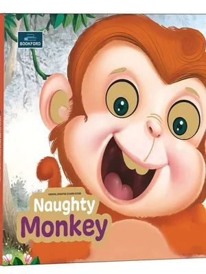 Naughty Monkey Animal Shaped Story Board Book - Engaging And Educational Stories For Kids 3 To 8 Years. Hardcover,