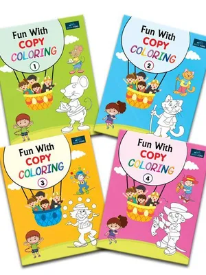 Copy Coloring Book For Kids With 64 Pages (Set of 4)- Fun with Education and Colorful Imagery, Engaging Activities, and Entertainment Drawing Books Suitable For All Ages Groups [Paperback] BOOKFORD