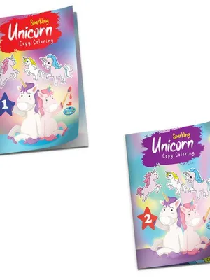 Sparkling Unicorn Copy Coloring Book Set Of 2 Books For Kids