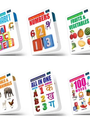 Bookford Young Minds Padded Books for Kids (Set of 6) - Alphabet, Numbers, Fruits & Vegetables, Animals & Farm Animals, All In One, 100 Words | book | books | kids books | books for kids