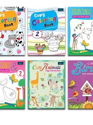Copy Coloring Books For Kids - Set Of 6 Books - Tracing Copy Coloring Book And Many More