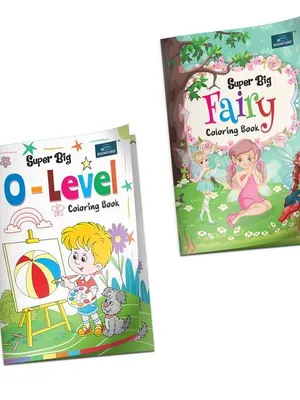 Super Big Coloring Book - O Level And Fairy For Kids Set Of 2