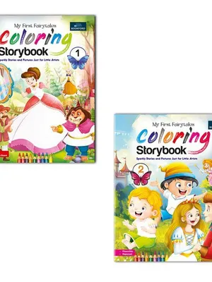 Fairytales Coloring Storybooks - Set of 2 (Parts 1 & 2) - Includes Cinderella, Beauty and the Beast, Pinocchio & Rapunzel
