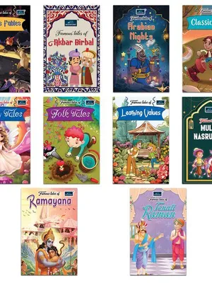 Famous Tales For Kids Set Of 10 Classic Tales , Ramayana, Learning Values , Mulla Nasruddin , Tenali Raman , Aesop'S Fables , Akbar Birbal , Folk Tales , Arabian Nights - 2 Years To 6 Years Kids ,