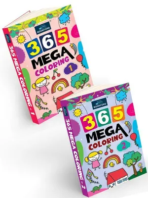 365 Mega Coloring 1 & 2 Books For Kids Set Of 2