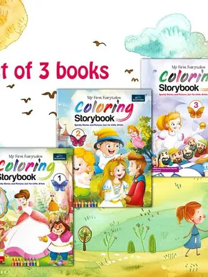 Fairytales Coloring Storybooks - Set of 3 (Parts 1, 2 & 3) - Includes Cinderella, Beauty and the Beast, Pinocchio, Rapunzel, Snow White & Frog Prince