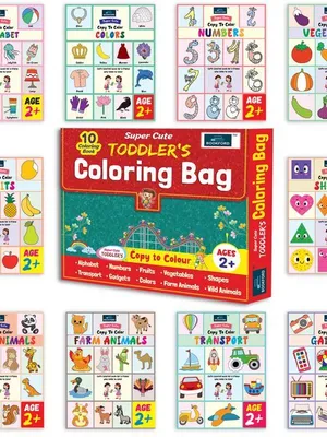 Super Cute Toddler's Coloring Bag Set Of 10 Coloring Books For Kids| Gift Bag For Children ,