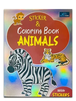 Sticker & Coloring Book - Animals Coloring Book For Kids