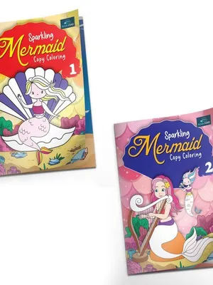 Sparkling Mermaid Copy Coloring Book Set Of 2 Books For Kids