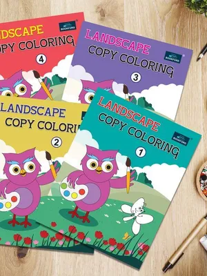 Landscape Copy Coloring Book For Kids With 64 Pages (Set of 4)- Fun, Educational , Colorful Imagery , Engaging Activities Drawing Books For Kids. For All Age Groups | kids colouring books BookFord