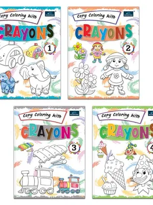Copy Coloring With Crayons - Set Of 4 Books For Kids ,