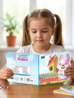 Mischievous Rabbit Animal Shaped Story Board Book - Engaging And Educational Stories For Kids 3 To 8 Years. Hardcover,