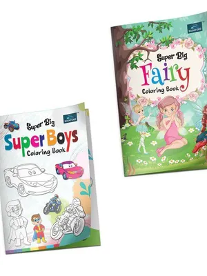 Super Big Coloring Book - Super Boys And Fairy For Kids Set Of 2