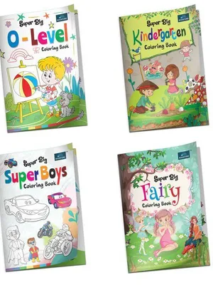 Super Big Coloring Book - O Level, Kindergarten, Fairy And Super Boys For Kids Set Of 4