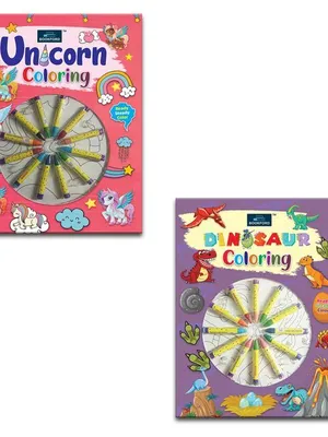 Ready Steady Dinosaur And Unicorn Coloring Book For Kids Set Of 2