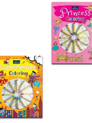 Ready Steady Superheroes And Princess Coloring Book For Kids Set Of 2
