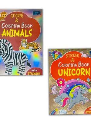 Stickers & Coloring Book UNICORN and ANIMALS (set of 2)