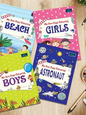 BookFord My New Copy Coloring Book For Kids Set Of 4 - (Astronaut ,Beach ,Boys ,Girls) - Fun, Educational, Colorful Imagery, Engaging Activities, and Books For Kids. Suitable For All Ages Groups