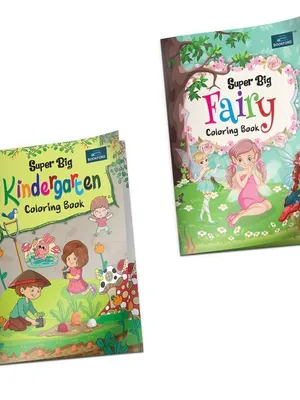 Super Big Coloring Book - Fairy And Kindergarten For Kids Set Of 2