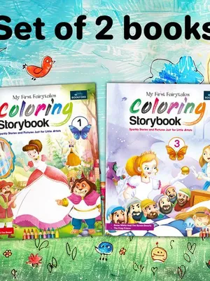 Fairytales Coloring Storybooks - Set of 2 (Parts 1 & 3) - Includes Cinderella, Beauty and the Beast, Snow White & The Frog Prince