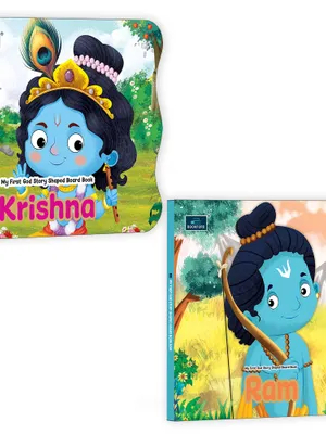 My First Shaped Board Book – Illustrated Ram and Krishna Mythology Story Book for Kids Pack of 2 - Age 2+ Yrs (Indian Gods and Goddesses)