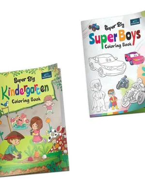 Super Big Coloring Book - Super Boys And Kindergarten For Kids Set Of 2