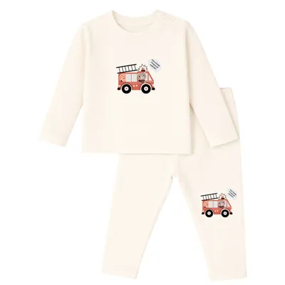 Flexible Fit Natural Cotton Unisex Baby & Kids Co-Ord Set — Fire Truck