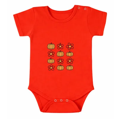 Rash-Proof Natural Cotton Unisex Onesies for Babies — Pumpkin Flower