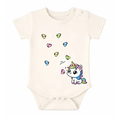 Spill-Proof Natural Cotton Unisex Onesies for Babies — Happy Unicorn