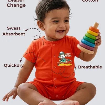 Ultra Soft and Comfortable Natural Cotton Unisex Rompers For Babies — Sailor Monkey