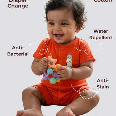 Easy Diaper Change Natural Cotton Unisex Rompers For Babies — Frog Family