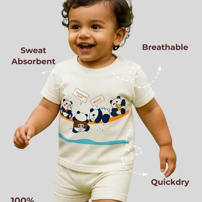 Spill-Proof Natural Cotton Baby & Kids Co-Ord Set — Playful Panda