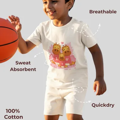Mess-Proof Natural Cotton Baby & Kids Co-Ord Set — Giraffe Family