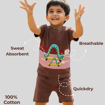 Mess-Proof Natural Cotton Unisex Baby & Kids Co-Ord Set — Jolly Caterpillar
