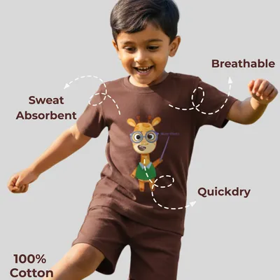Worry-Free Natural Cotton Unisex Baby & Kids Co-Ord Set — Abra Giraffa