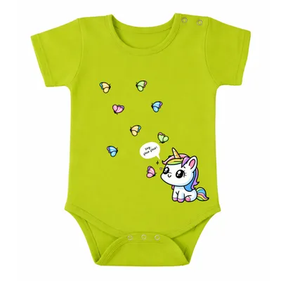 Spill-Proof Natural Cotton Unisex Onesies for Babies — Happy Unicorn