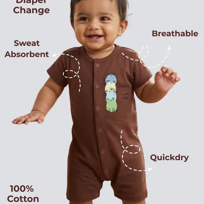 Easy Diaper Change Natural Cotton Unisex Rompers For Babies — Frog Family