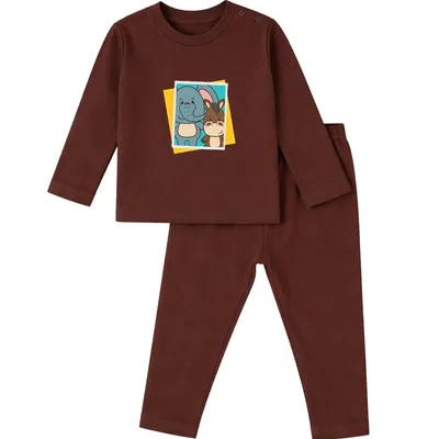 Soft & Comfortable Natural Cotton Unisex Baby & Kids Co-Ord Set — Elephant & Donkey