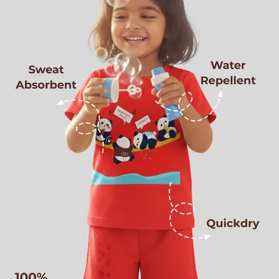 Spill-Proof Natural Cotton Baby & Kids Co-Ord Set — Playful Panda