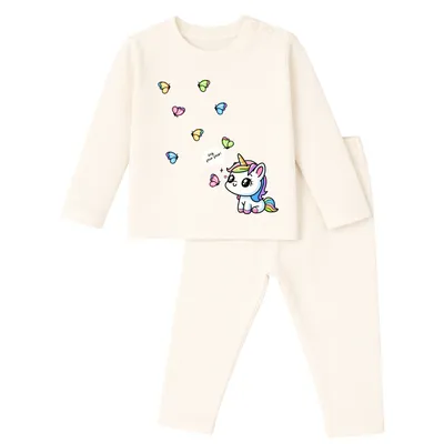 Sweat-Wicking Natural Cotton Unisex Baby & Kids Co-Ord Set — Happy Unicorn