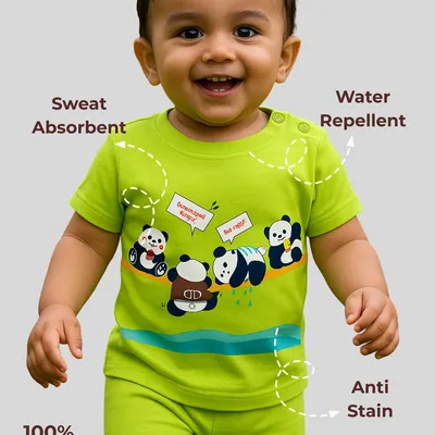 Spill-Proof Natural Cotton Baby & Kids Co-Ord Set — Playful Panda