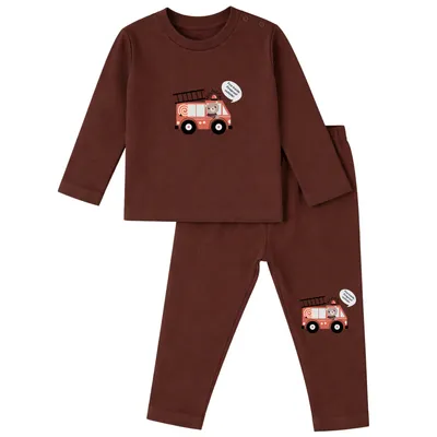 Flexible Fit Natural Cotton Unisex Baby & Kids Co-Ord Set — Fire Truck