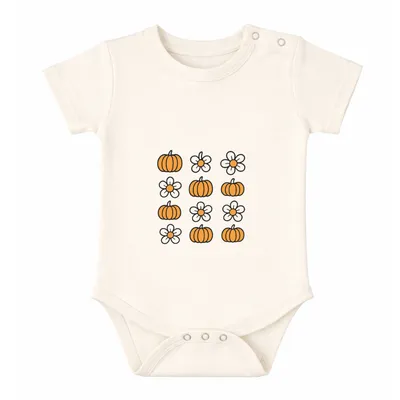 Rash-Proof Natural Cotton Unisex Onesies for Babies — Pumpkin Flower