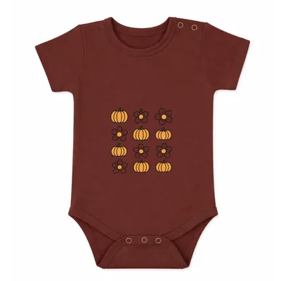 Rash-Proof Natural Cotton Unisex Onesies for Babies — Pumpkin Flower
