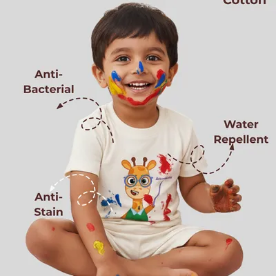 Worry-Free Natural Cotton Unisex Baby & Kids Co-Ord Set — Abra Giraffa