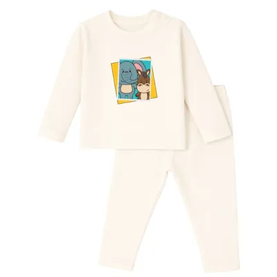 Soft & Comfortable Natural Cotton Unisex Baby & Kids Co-Ord Set — Elephant & Donkey