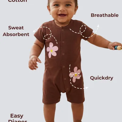 Worry-Free Natural Cotton Unisex Rompers For Babies — Daisy