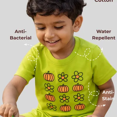 Everyday Comfort Natural Cotton Unisex Baby & Kids Co-Ord Set — Pumpkin Flower